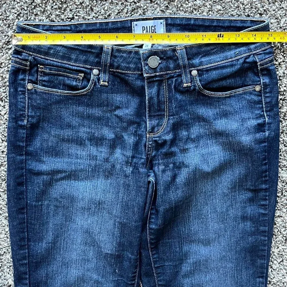 Y2K Paige Blue Bootcut Dark Wash Grunge Jeans Womens 28 Denim Streetwear Punk - Picture 3 of 7